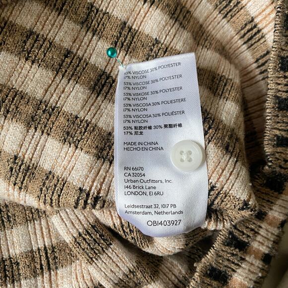 Anthropologie Maeve Striped Turtle Neck Jumper Sz S Brown Tan Indie Retro 70s - Picture 15 of 15